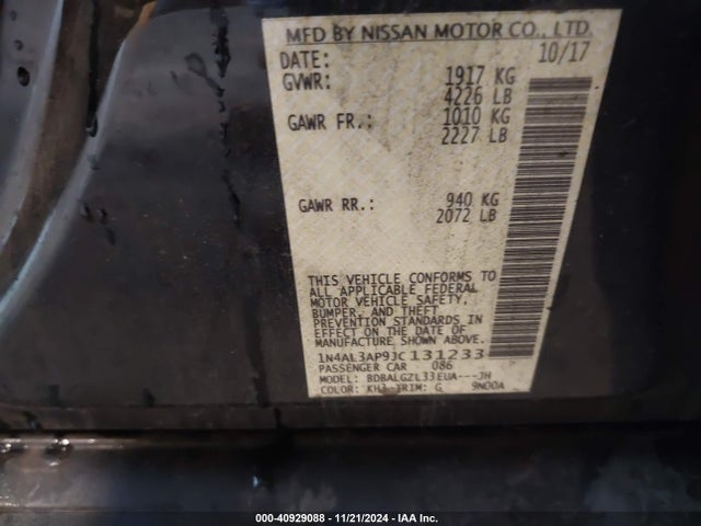 Nissan Altima 2.5 S 2018 1N4AL3AP9JC131233 Image 9
