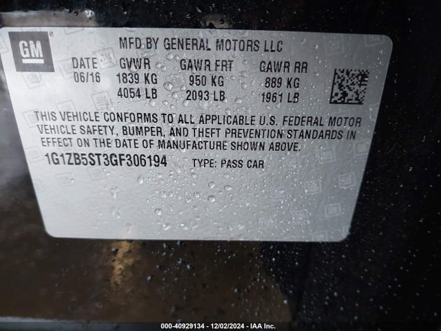 Chevrolet MALIBU LS 2016 1G1ZB5ST3GF306194 Image 9