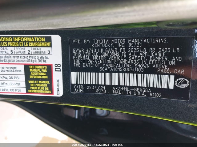 Lexus Es 300h Ultra Luxury 2024 58AFA1C15RU040103 Image 9