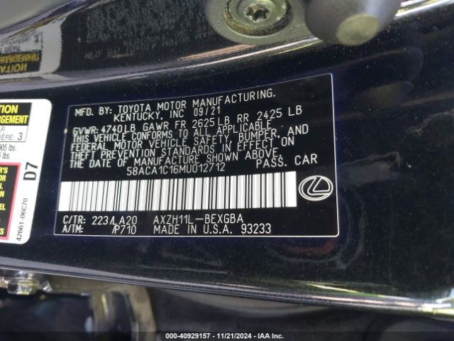 58ACA1C16MU012712 Lexus ES 300H