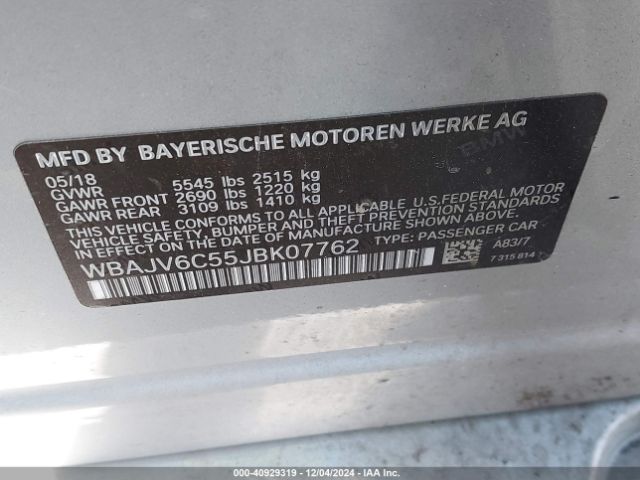 WBAJV6C55JBK07762 BMW 640i Gran Turismo Xdrive