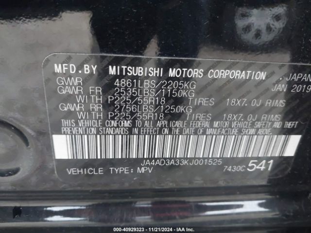 JA4AD3A33KJ001525 Mitsubishi Outlander Sel
