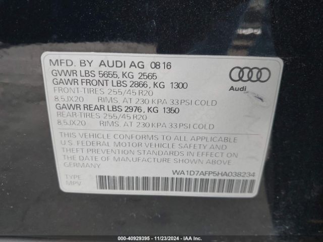 WA1D7AFP5HA038234 Audi Q5 3.0t Premium Plus