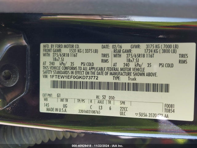 Ford F-150 Xlt 2016 1FTEW1EF0GKD73772 Image 9