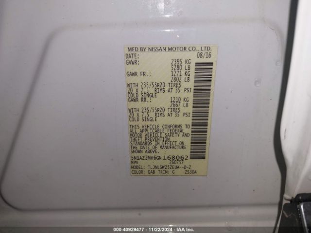 5N1AZ2MH6GN168062 Nissan Murano Platinum