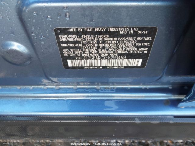 JF2GPAKCXE8293469 Subaru Xv Crosstrek 2.0i Limited