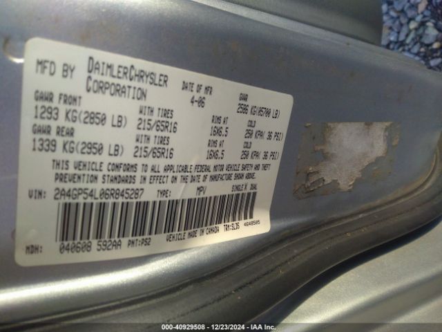 2006 CHRYSLER TOWN & COUNTRY 2A4GP54L06R845287 Photo 8