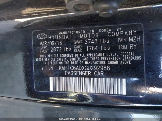 KMHTC6ADXGU292988 Hyundai Veloster