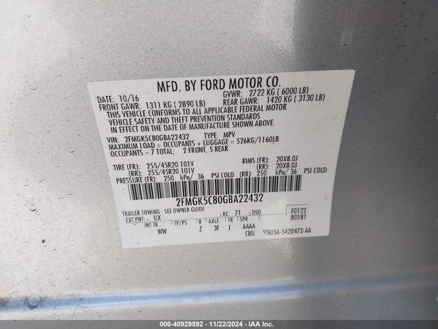 Ford FLEX SEL 2016 2FMGK5C80GBA22432 Image 9