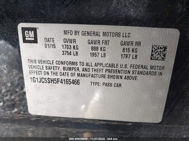 1G1JC5SH5F4165466 Chevrolet Sonic Lt Auto