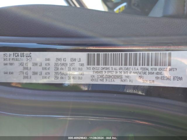 1C4RDJDG8HC828056 Dodge Durango Gt Awd