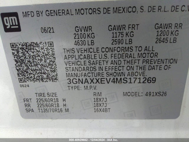 Chevrolet Equinox Awd Premier 2021 3GNAXXEV4MS171269 Image 9