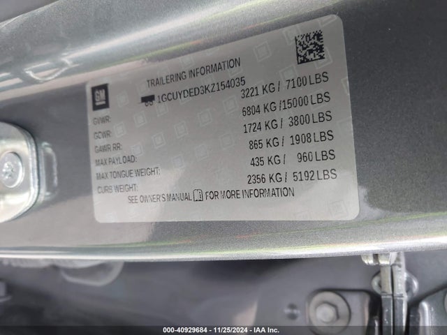 Chevrolet Silverado 1500 Lt 2019 1GCUYDED3KZ154035 Image 9