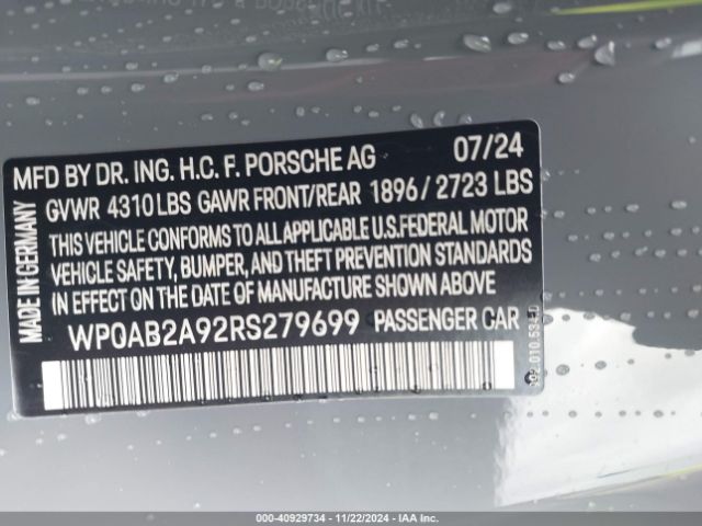 2024 PORSCHE 911 WP0AB2A92RS279699 Photo 8