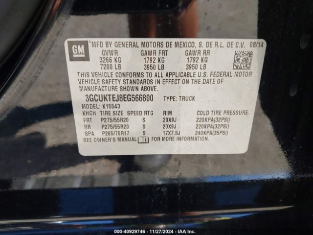 3GCUKTEJ8EG566800 Chevrolet Silverado 1500 High Country