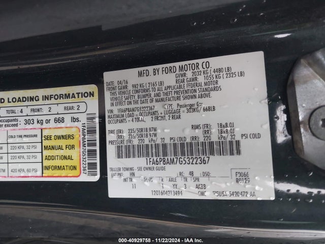 Ford Mustang V6 2016 1FA6P8AM7G5322367 Image 9