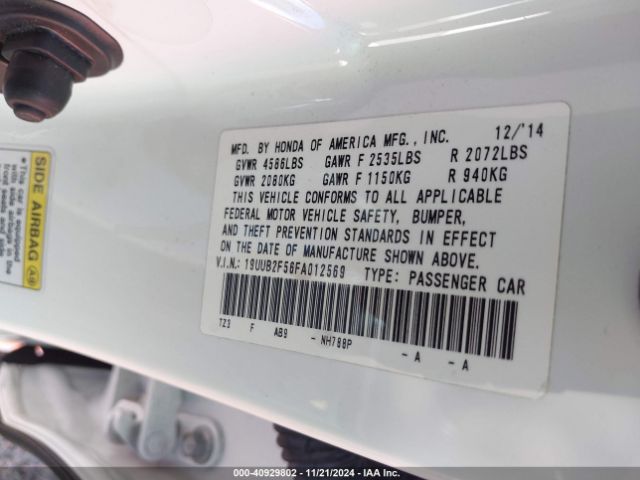 19UUB2F56FA012569 Acura Tlx V6 Tech