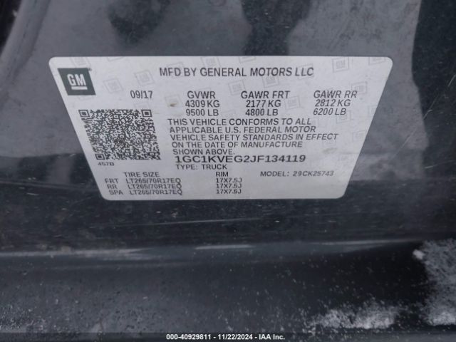 1GC1KVEG2JF134119 Chevrolet Silverado 2500hd Lt
