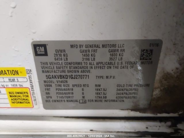 5GAKVBKD1GJ270771 Buick Enclave Leather