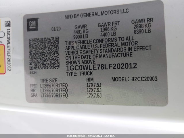 1GC0WLE78LF202012 Chevrolet Silverado 2500hd 2wd  Long Bed Wt