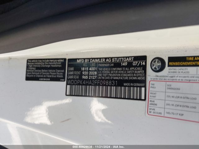 WDDPK4HA2FF098831 Mercedes-Benz SLK 250