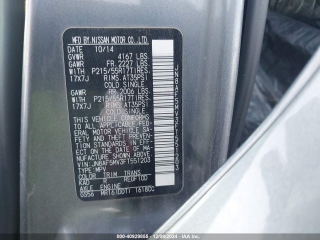 Nissan Juke Sl 2015 JN8AF5MV3FT551203 Image 9