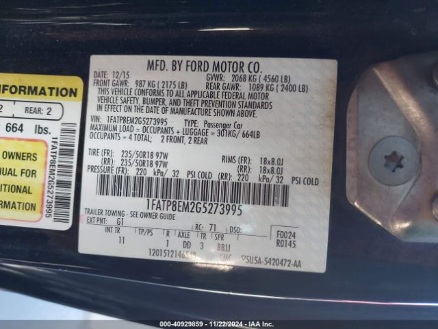 1FATP8EM2G5273995 Ford Mustang V6