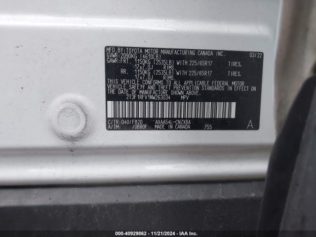 Toyota RAV4 LE 2022 2T3F1RFV1NW263034 Image 9