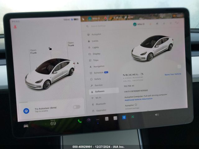 5YJ3E1EB9KF406992 Tesla Model 3 Long Range/performance
