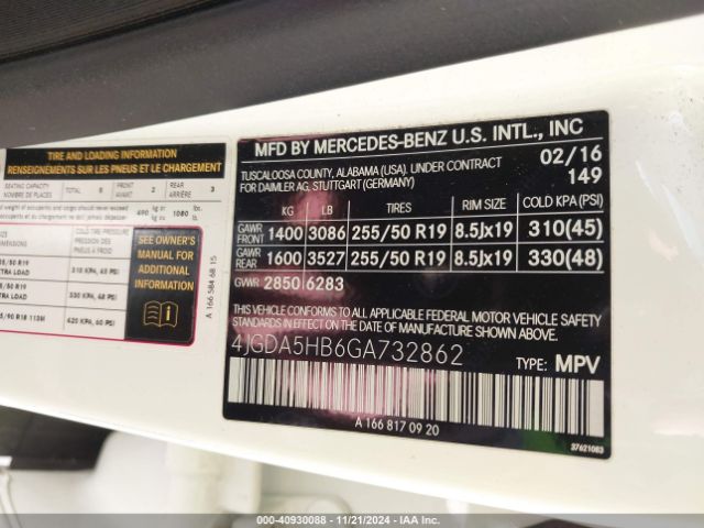 4JGDA5HB6GA732862 Mercedes-Benz Gle 350 4matic