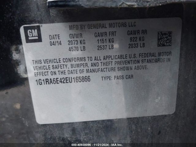 1G1RA6E42EU165866 Chevrolet Volt