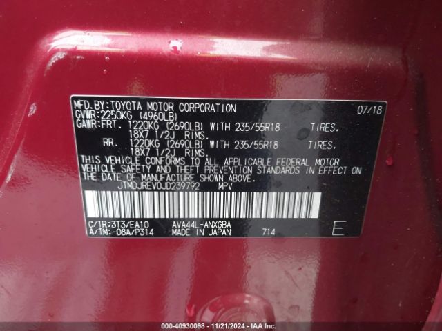 JTMDJREV0JD239792 Toyota Rav4 Hybrid Limited