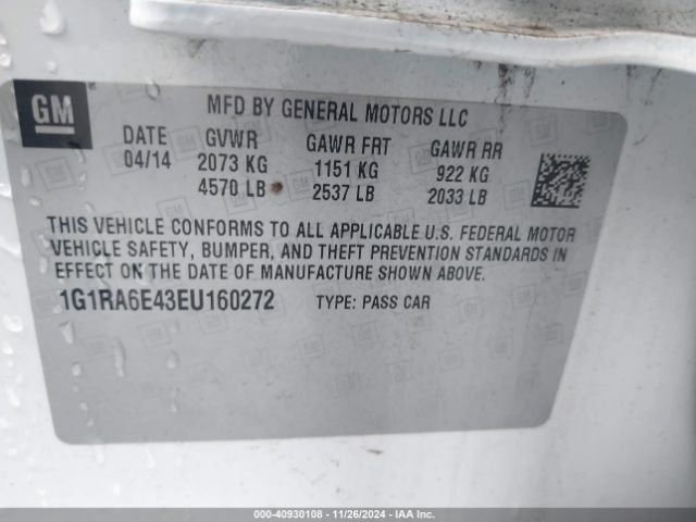 1G1RA6E43EU160272 Chevrolet Volt