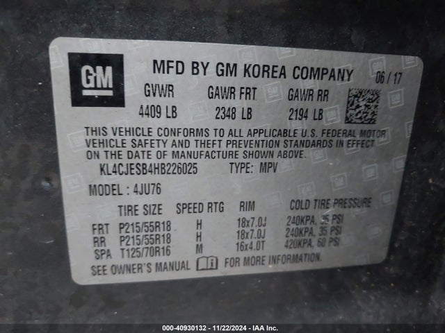 KL4CJESB4HB226025 Buick Encore Preferred