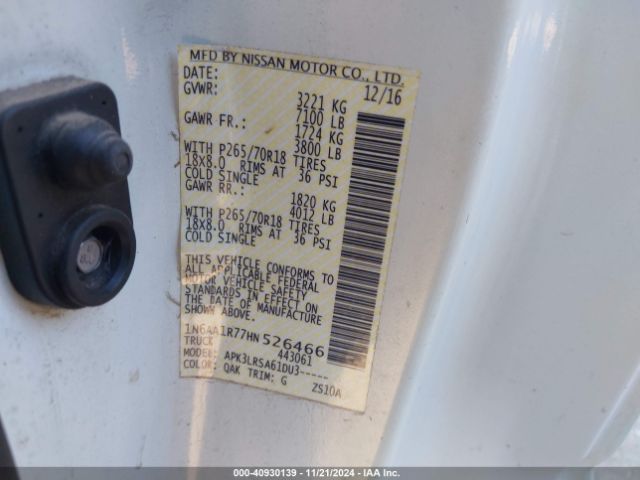 1N6AA1R77HN526466 Nissan TITAN S