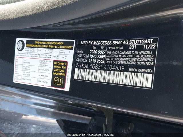 W1KAF4GB3PR104639 Mercedes-Benz C 300 Sedan