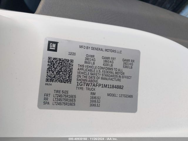 1GTW7AFP1M1184882 GMC Savana Cargo Rwd 2500 Regular Wheelbase Work Van