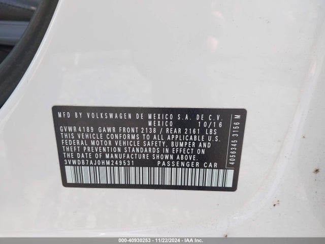 Volkswagen Jetta 1.4t Se 2017 3VWDB7AJ0HM249531 Image 9