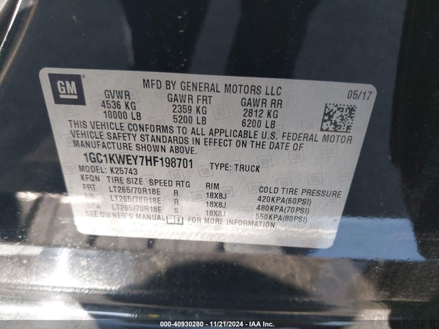 Chevrolet Silverado 2500hd Ltz 2017 1GC1KWEY7HF198701 Image 9