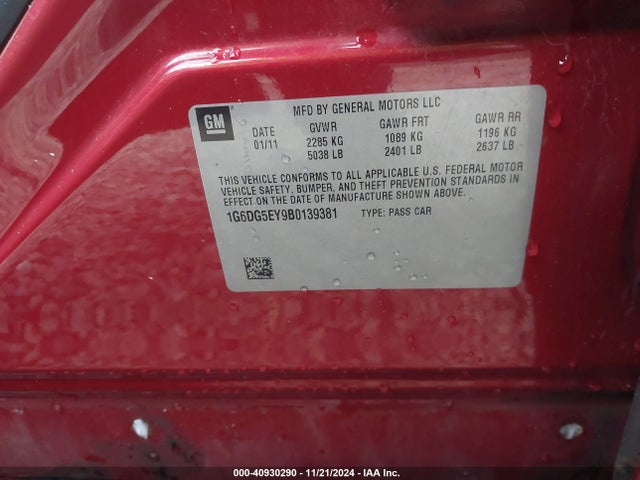 2011 CADILLAC CTS 1G6DG5EY9B0139381 Photo 8