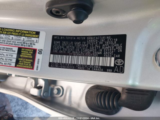 2T1BURHE9JC045365 Toyota COROLLA LE