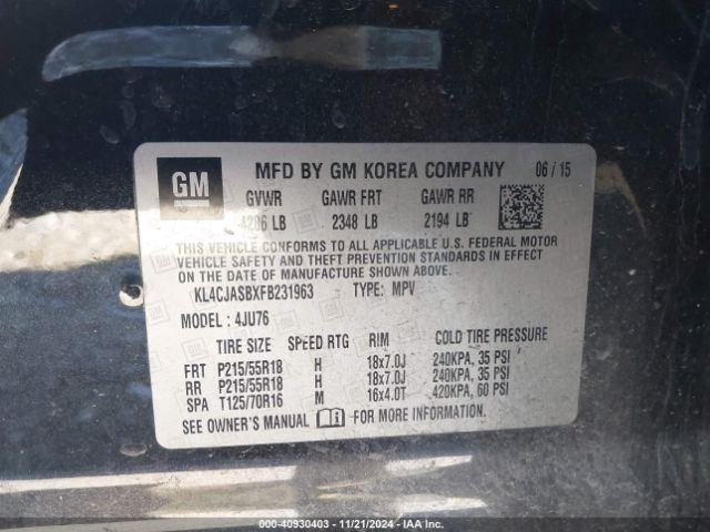 KL4CJASBXFB231963 Buick Encore