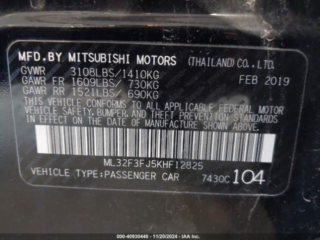 ML32F3FJ5KHF12825 Mitsubishi Mirage G4 Rf
