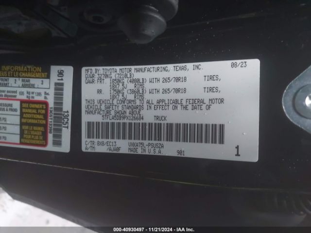 5TFLA5DB9PX126684 Toyota Tundra Sr5