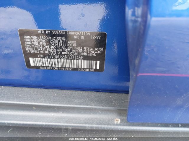 JF1VBAU65N8031456 Subaru WRX GT
