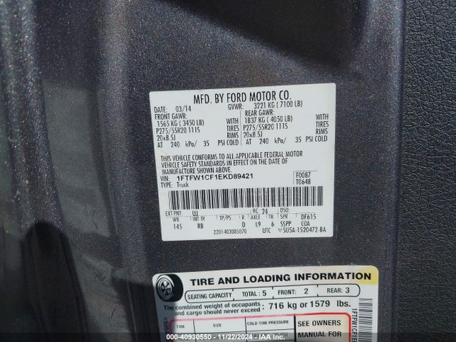 Ford F-150 FX2 2014 1FTFW1CF1EKD89421 Image 9