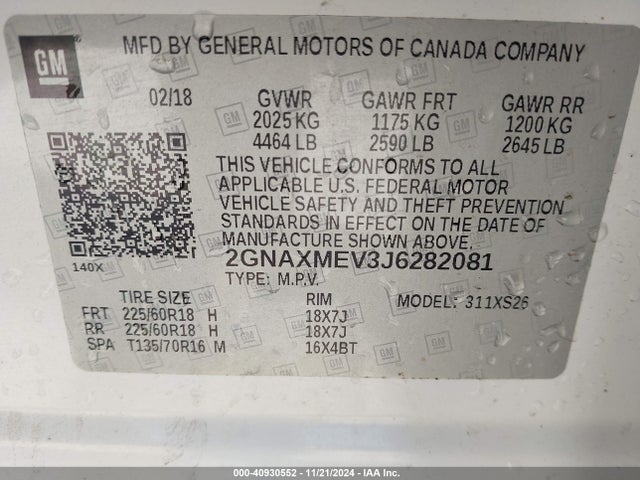Chevrolet Equinox Premier 2018 2GNAXMEV3J6282081 Image 9