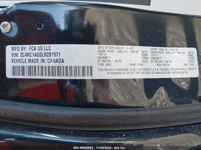 2C4RC1AG0LR281971 Chrysler Voyager L