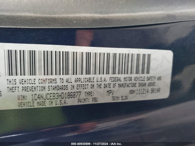 1C4NJCEB3HD186877 Jeep Compass High Altitude Fwd
