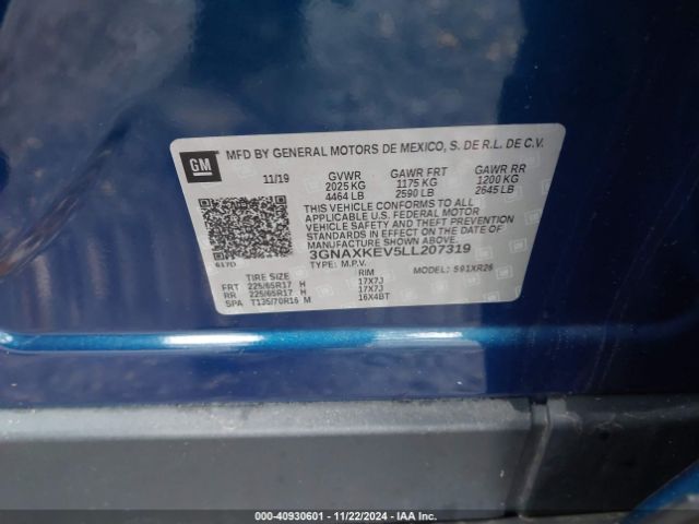 3GNAXKEV5LL207319 Chevrolet Equinox Fwd Lt 1.5l Turbo